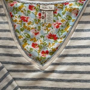 Matilda Jane Hello Lovely Anything But Ordinary Cream and Gray Striped Pullover